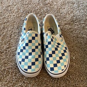 light and dark blue checkered vans